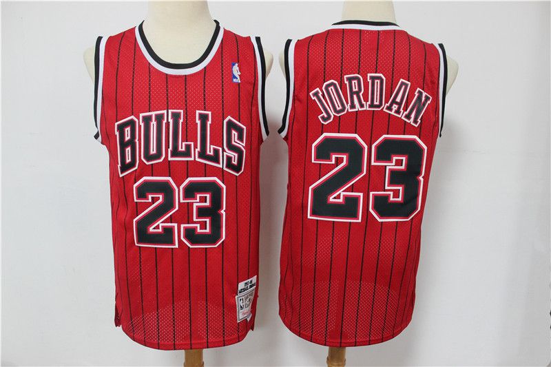 Men Chicago Bulls #23 Jordan red black stripe Classic retro Limited Edition NBA Jerseys->chicago bulls->NBA Jersey